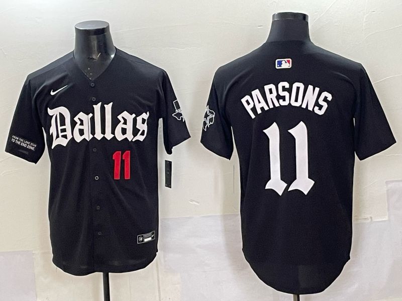 Men 2025 Nike Dallas Cowboys #11 Parsons Black 5th generation Joint Name Limited NFL Jersey 02